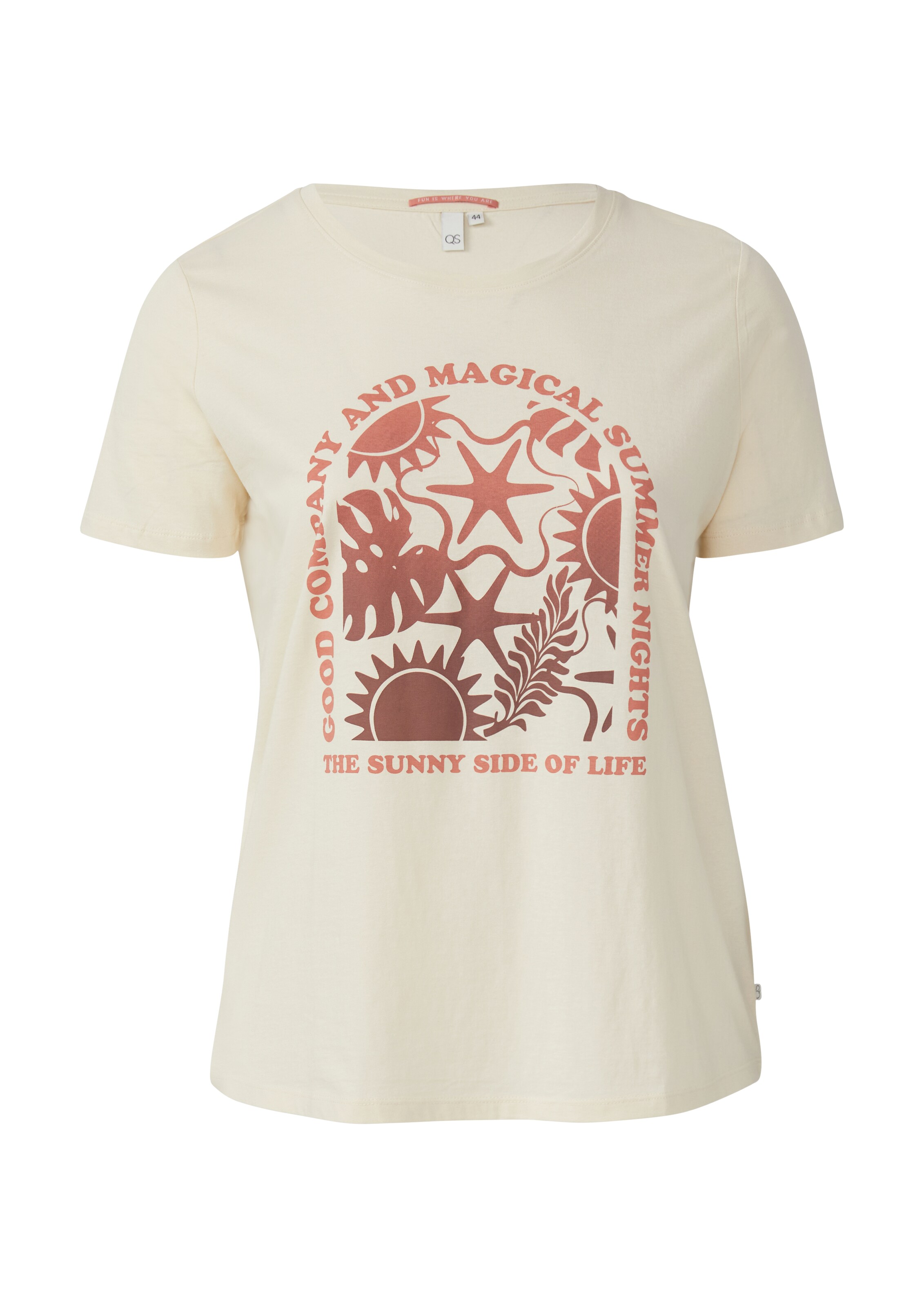 T-shirt QS en beige : devant