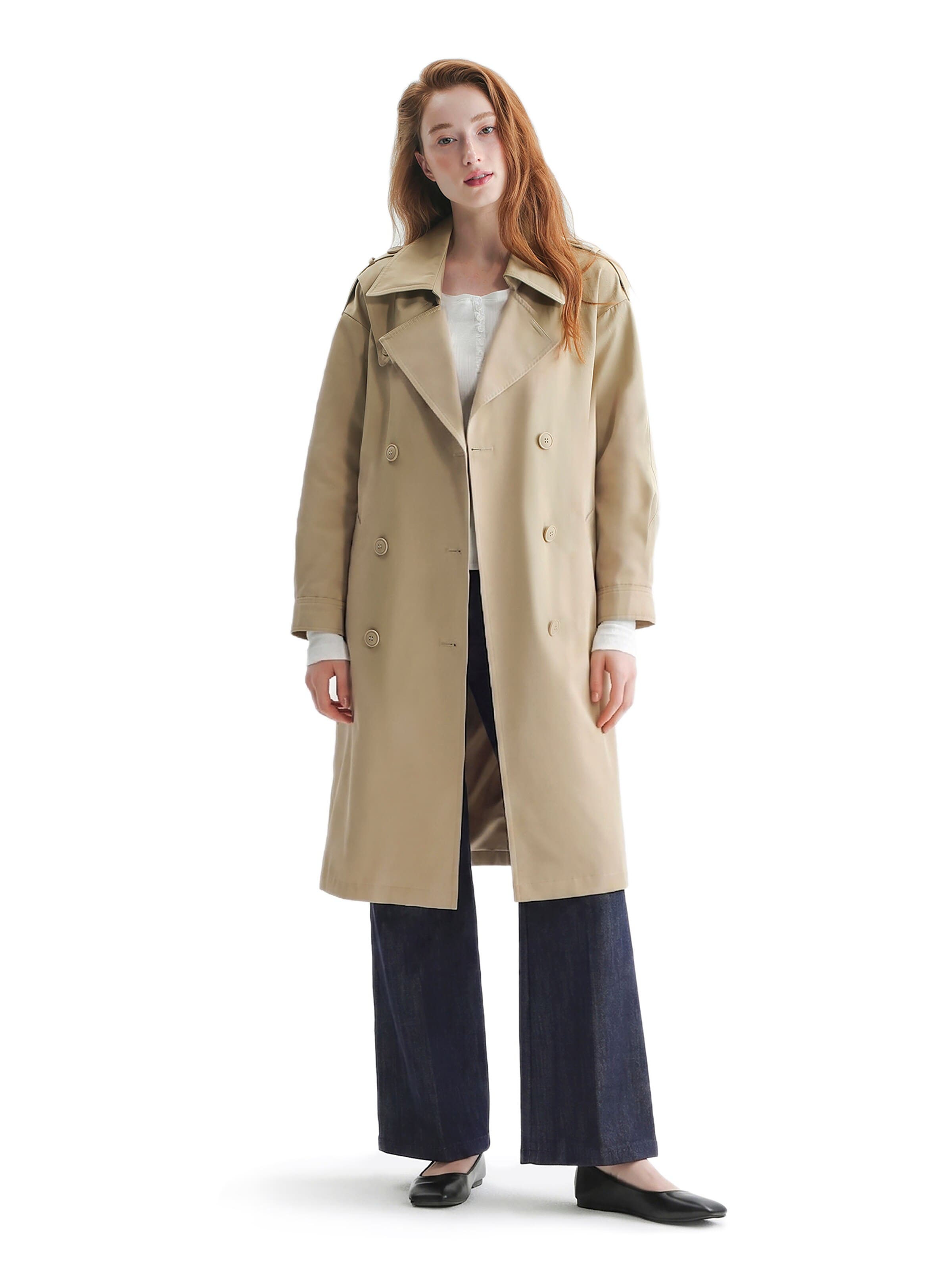 TorWeit Between-Seasons Coat 'Long Trench Coat' in Green