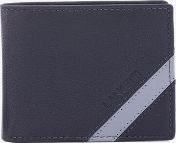 Portamonete 'Portafoglio Uomo Vera Pelle Nero con Dettagli Blu - Lancetti' di Lancetti in blu: frontale