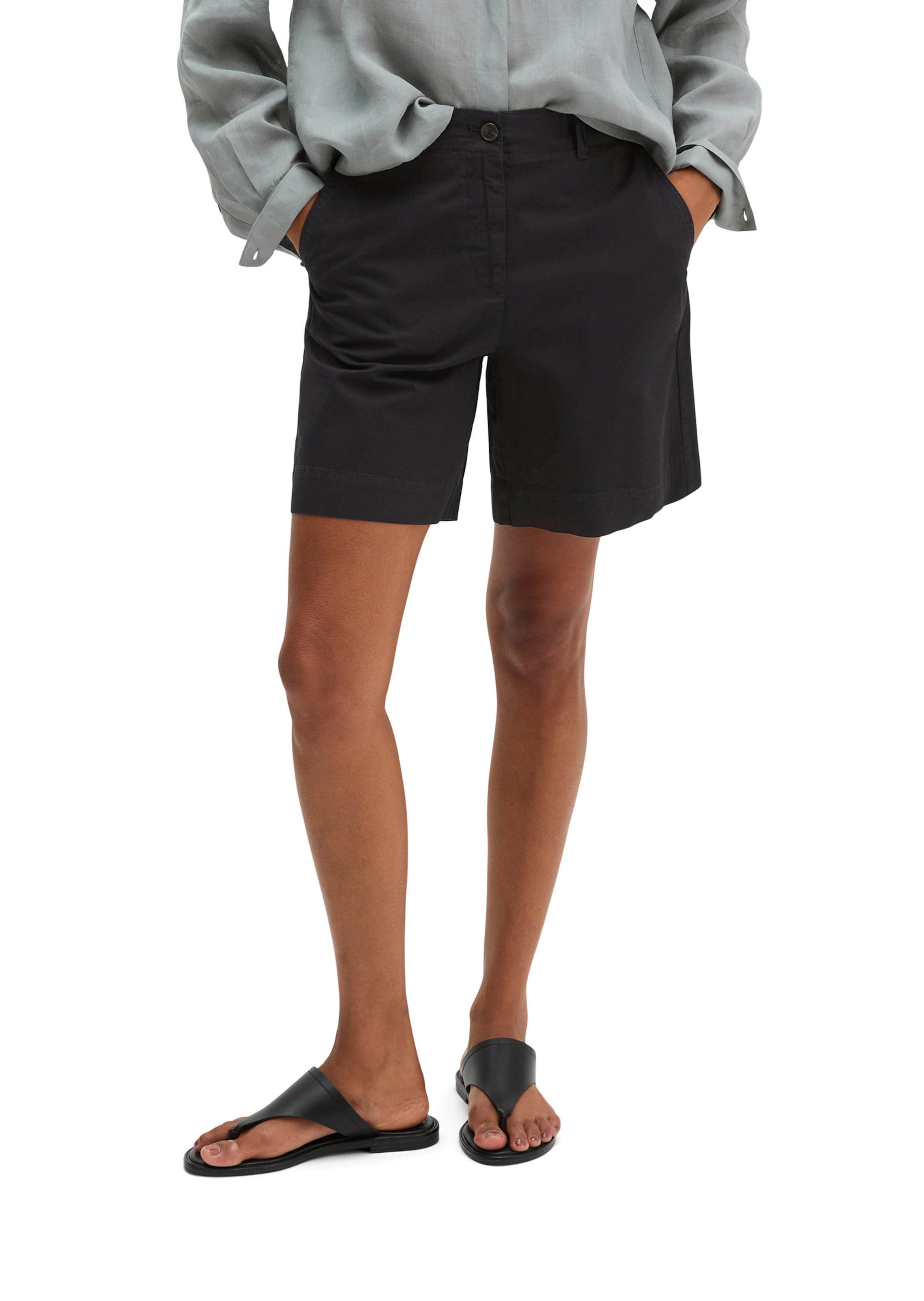 Marc O'Polo Loosefit Broek 'Lande' in Zwart: voorkant