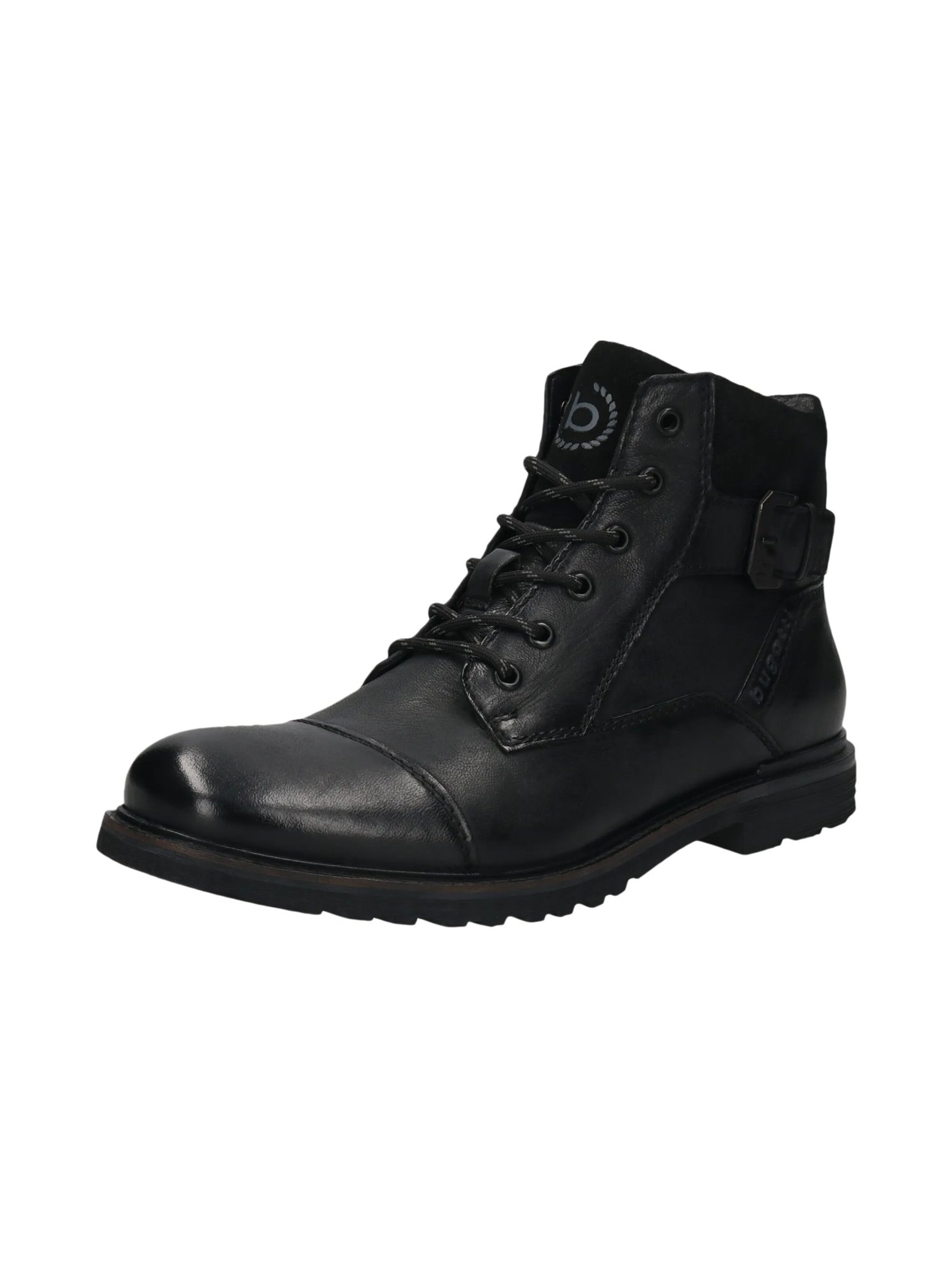 Bottes à lacets bugatti en noir : devant