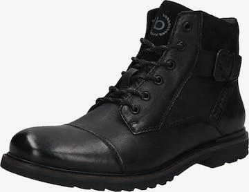 bugattiČizme sa vezicama - crna boja: prednji dio