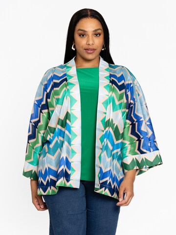YOEK Gebreid vest 'Gardenia' in Blauw: voorkant