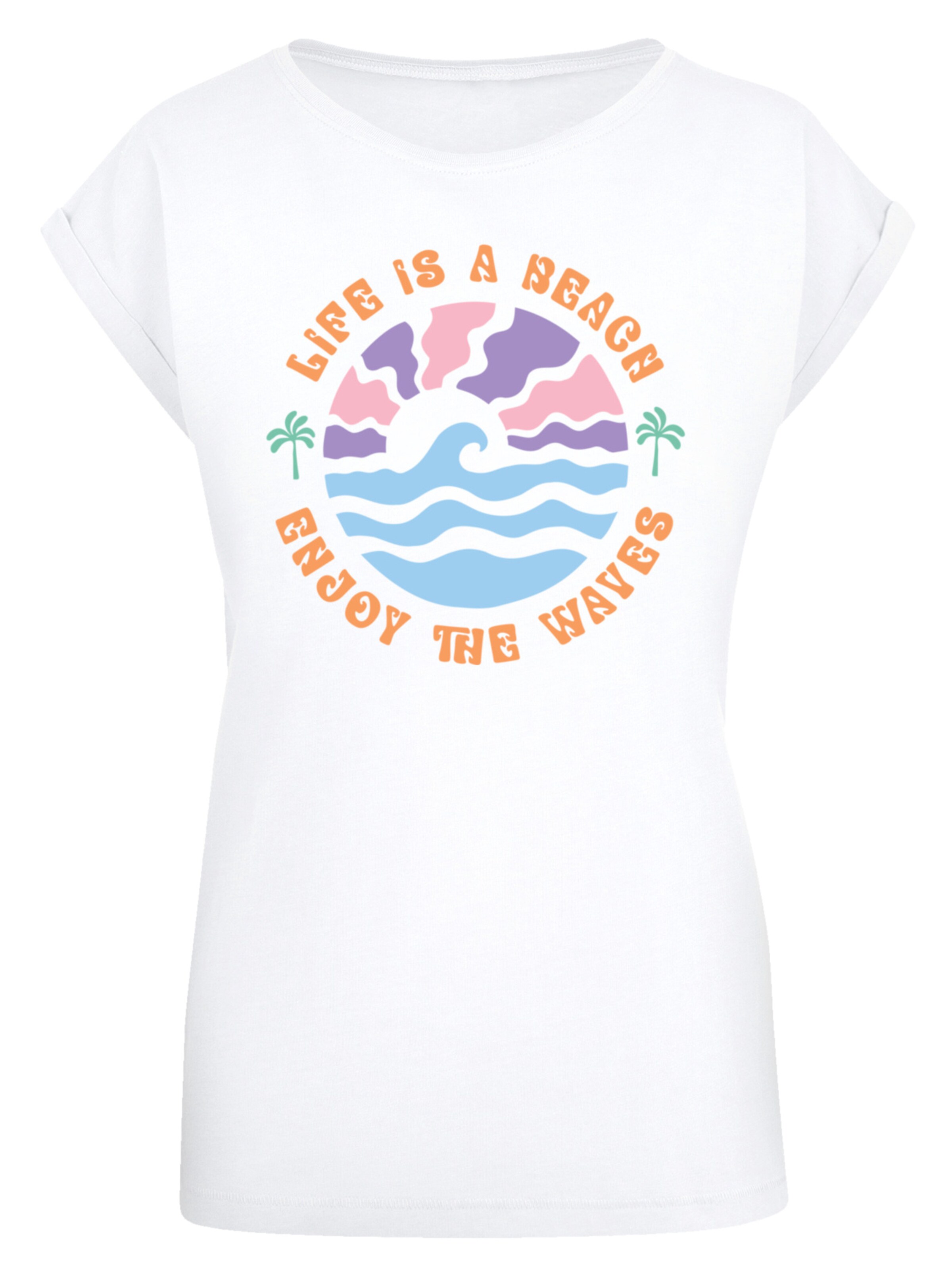 F4NT4STIC T-Shirt 'Life Is A Beach Enjoy The Waves' in Weiß: Vorderseite