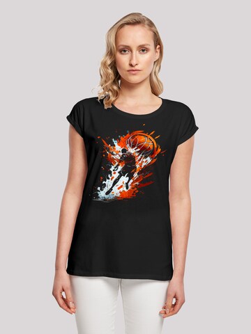 T-shirt 'Basketball Sports Collection Orange Splash' F4NT4STIC en noir : devant