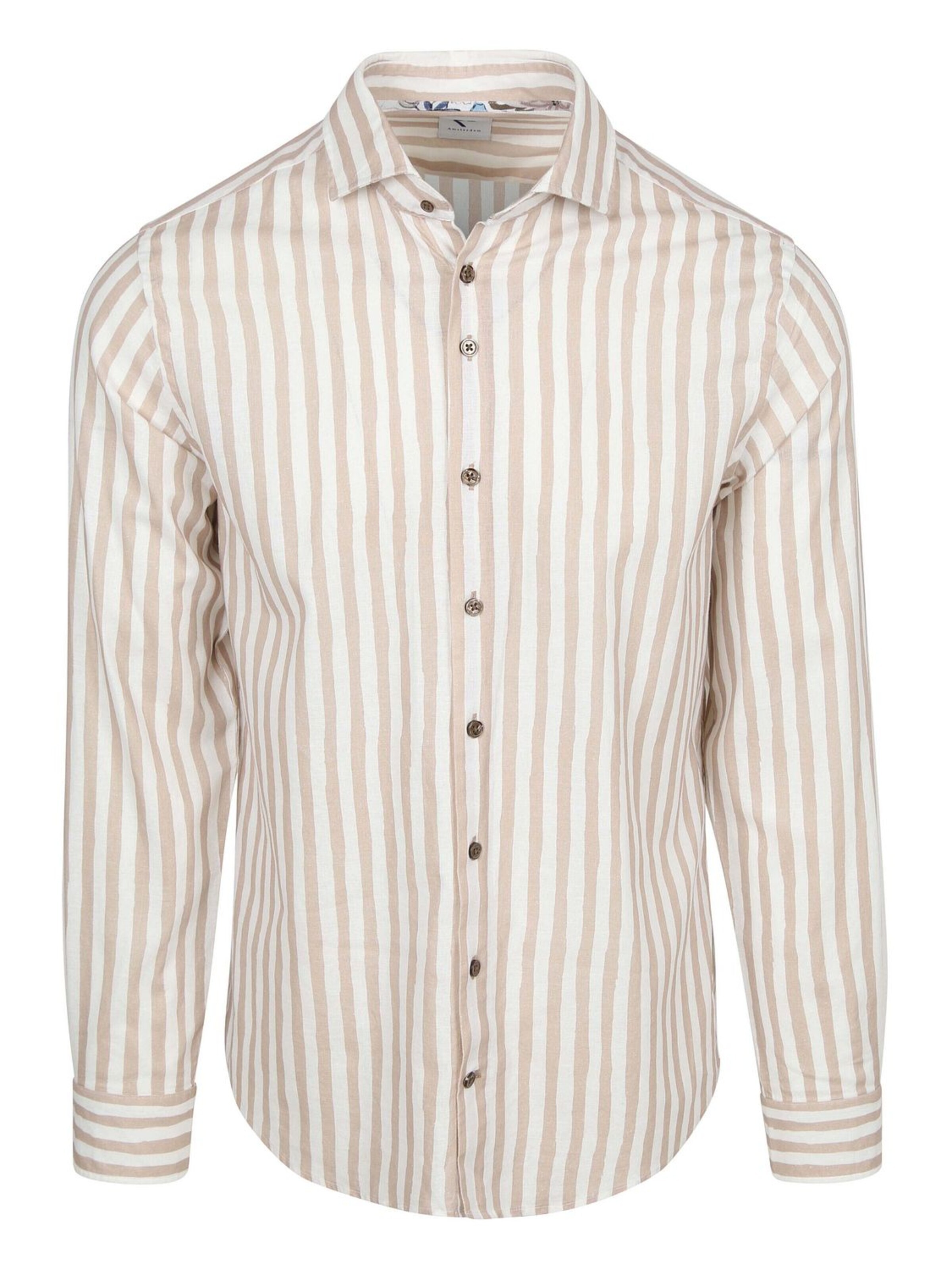 R2 Amsterdam Regular fit Button Up Shirt in Beige: front