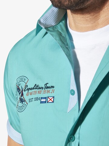 Jan Vanderstorm Comfort fit Button Up Shirt ' Fynnjard ' in Blue
