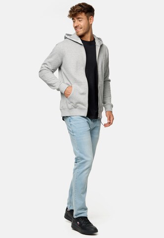 INDICODE JEANS Zip-Up Hoodie ' Mobil ' in Grey