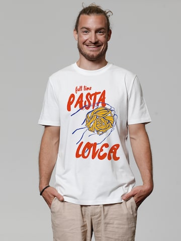 Watapparel T-Shirt 'Pasta Lover' in Weiß: Vorderseite