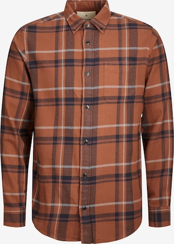 JACK & JONES Regular fit Button Up Shirt 'Brook' in Brown: front