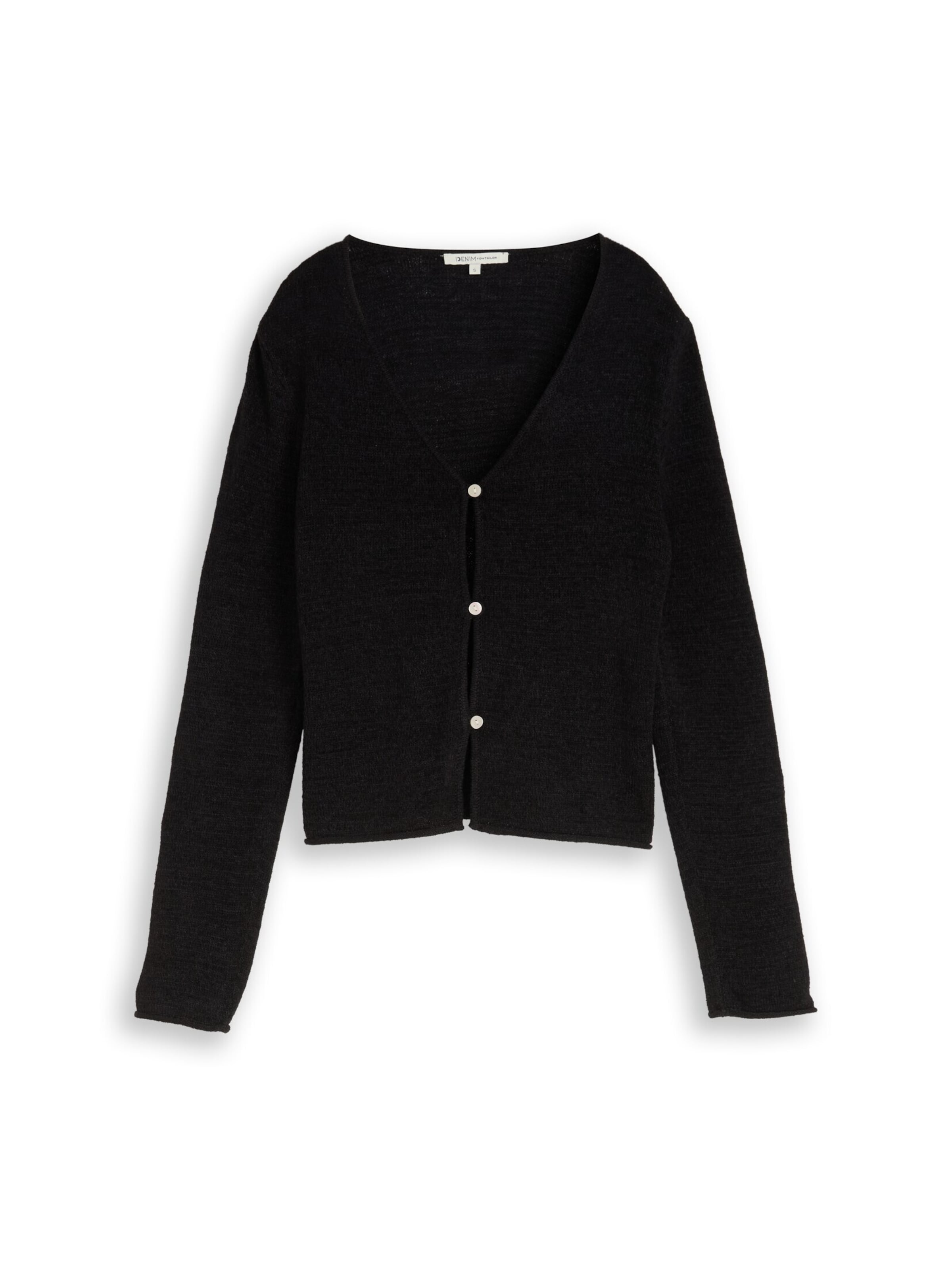 TOM TAILOR DENIM Strickjacke in Schwarz: Vorderseite