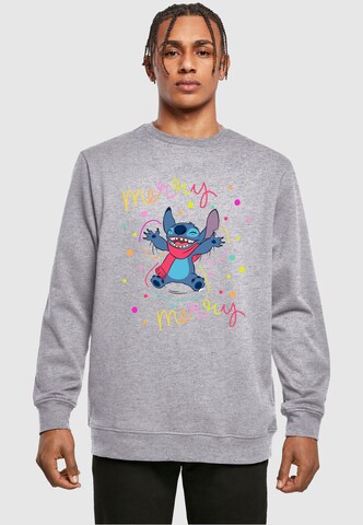 ABSOLUTE CULT Sweatshirt 'Lilo And Stitch - Merry Rainbow' in Grey: front