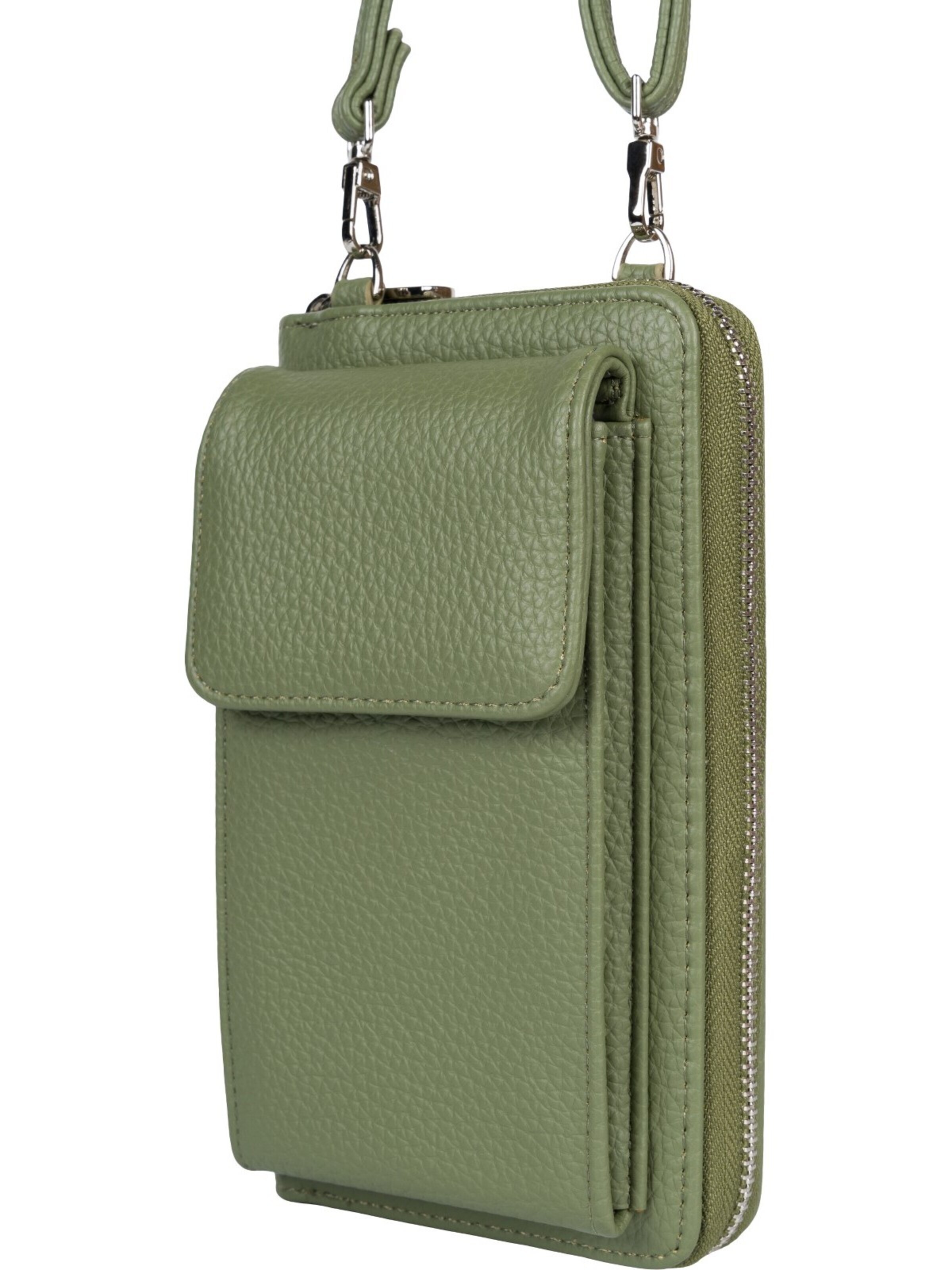 styleBREAKER Crossbody bag 'Umhängetasche mit Handyfach und RFID Schutz' in Green