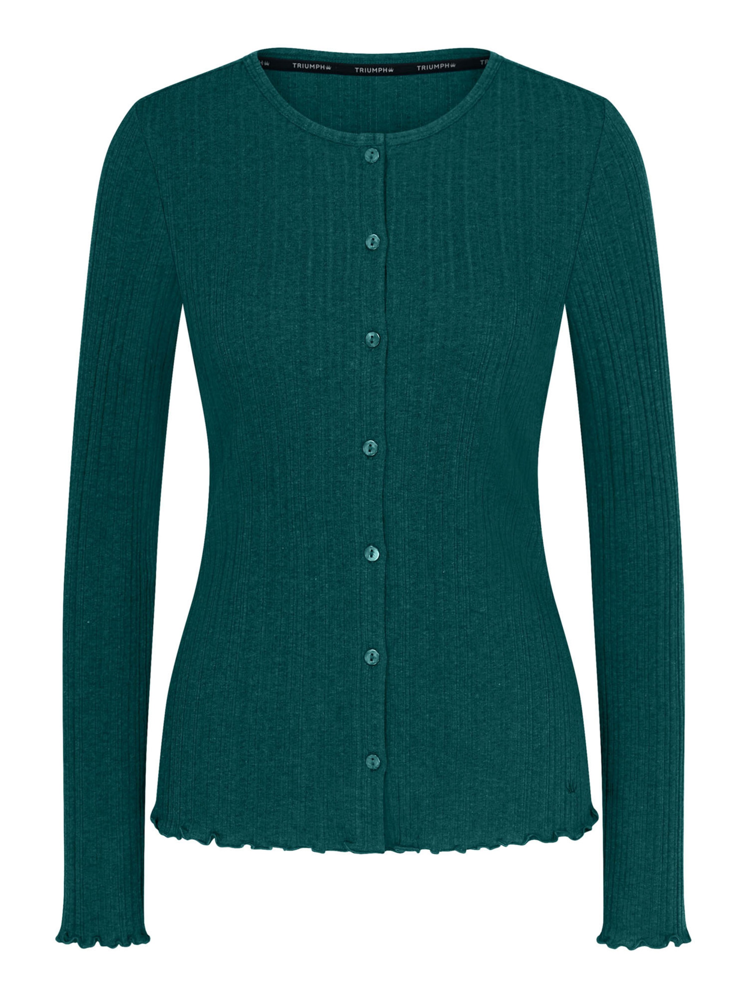 TRIUMPH Knit cardigan ' Red Label Versatile Rib ' in Green: front
