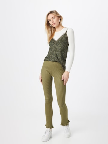 PIECES Flared Trousers 'LAISA' in Green