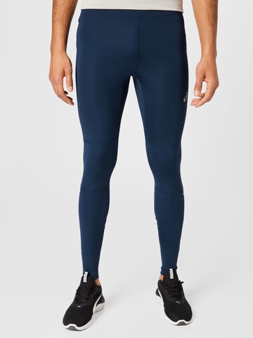 ASICS Skinny Workout Pants in Blue: front