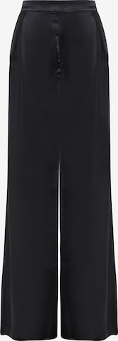 Loosefit Pantaloni con pieghe di Tussah in nero: frontale