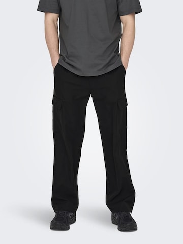 Only & Sons Loose fit Cargo Pants 'HECTOR' in Black: front