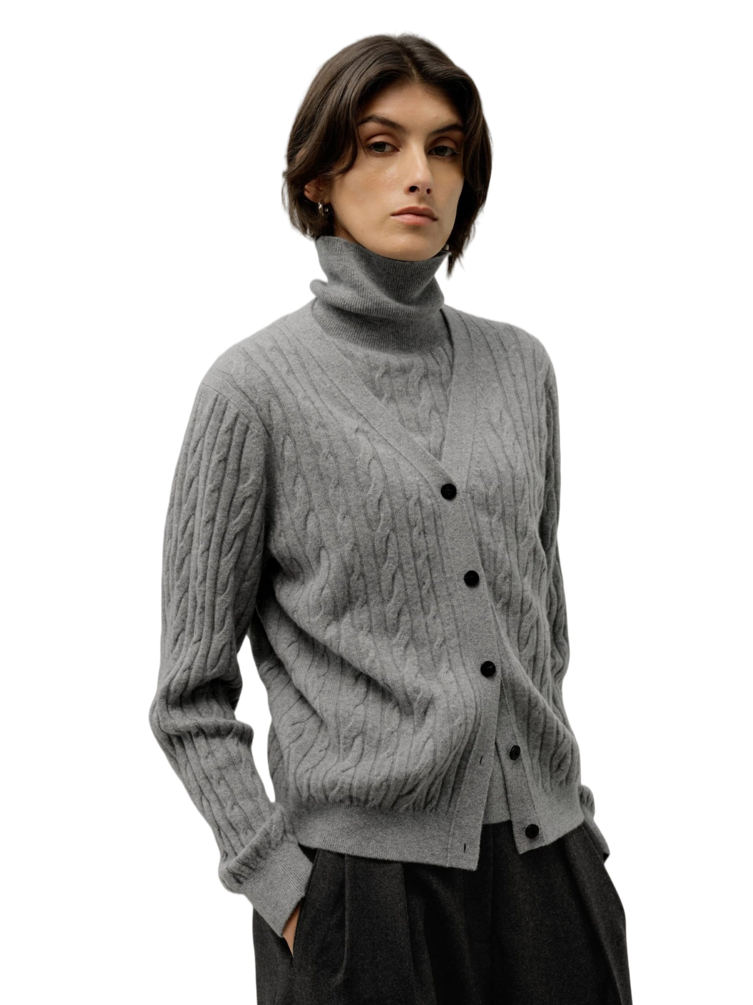 Lilysilk Strickjacke 'Strickjacke aus Baby-Kaschmir mit Zopfmuster'‌‌‌‌‌‌‌ in Grau