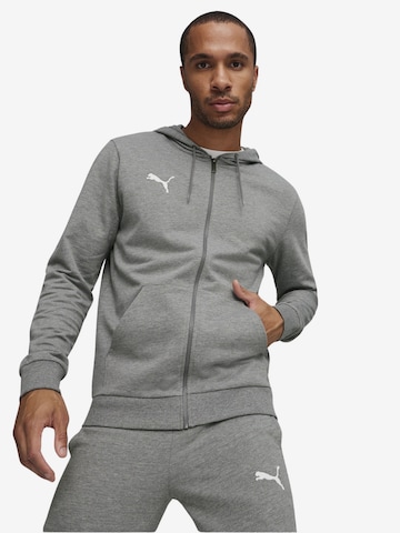 PUMA Athletic Zip-Up Hoodie 'teamGOAL' in Grey: front