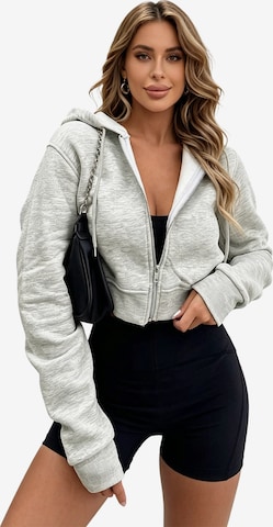 KoJooin Between-season jacket 'Damen Herbst-Winter Kapuzenjacke mit Reißverschluss Lässiger und Sportpullover im europäischen Stil' in Grey: front