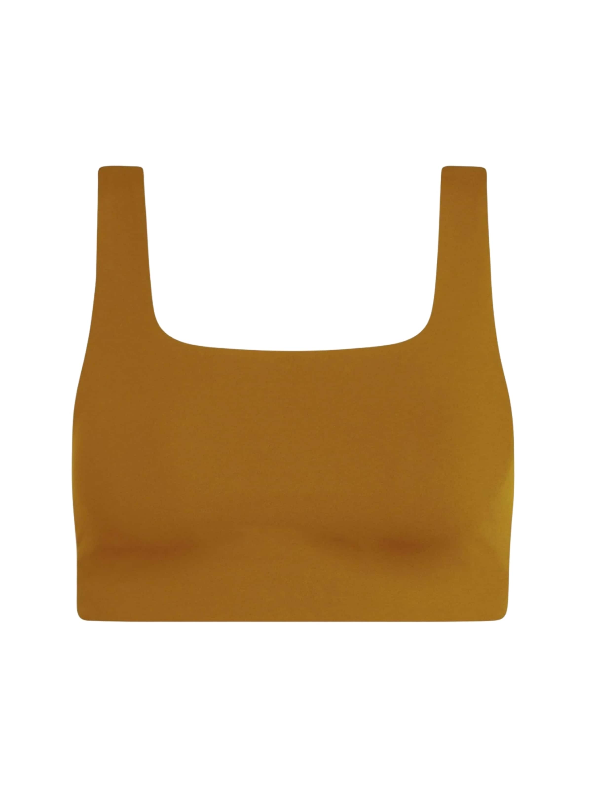 Girlfriend Collective Bustier Urheilurintaliivit 'Tommy' värissä ruskea: etupuoli