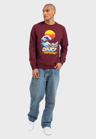 Oldskull Sweatshirt 'Retro Pixel Wave Logo Graphic' in Red
