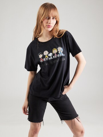 Frogbox Shirt 'Snoopy More Chill Out' in Zwart: voorkant