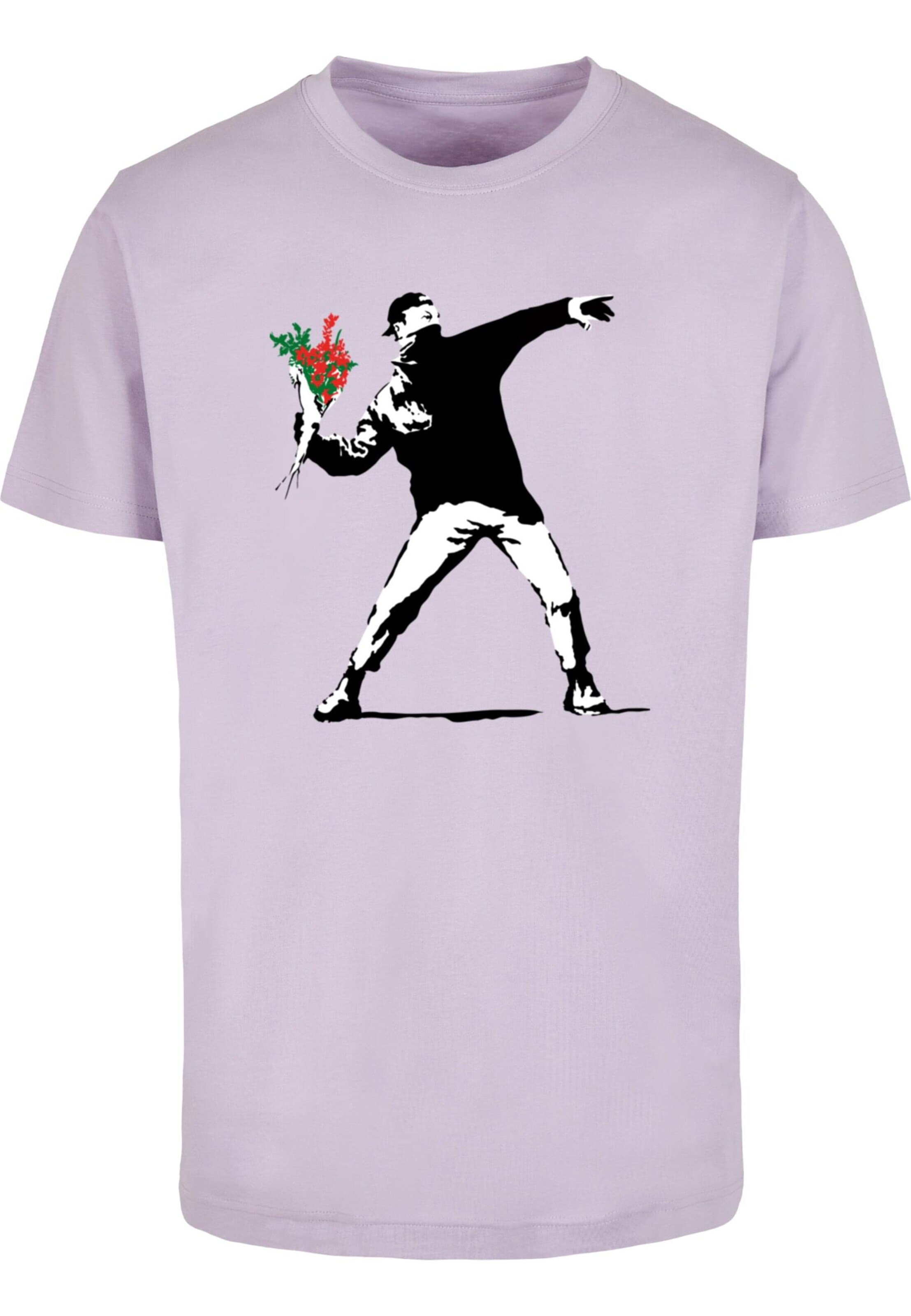 Merchcode Shirt 'Banksy - Love Is In The Air' in Purple: front
