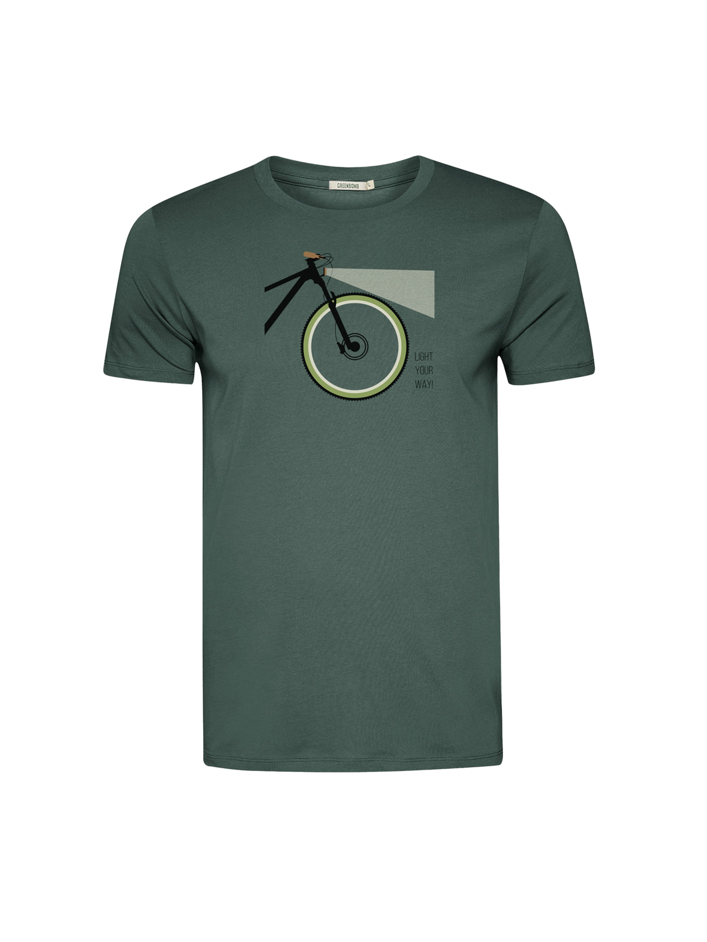 GREENBOMB Shirt ' Guide Bike Light ' in Green: front