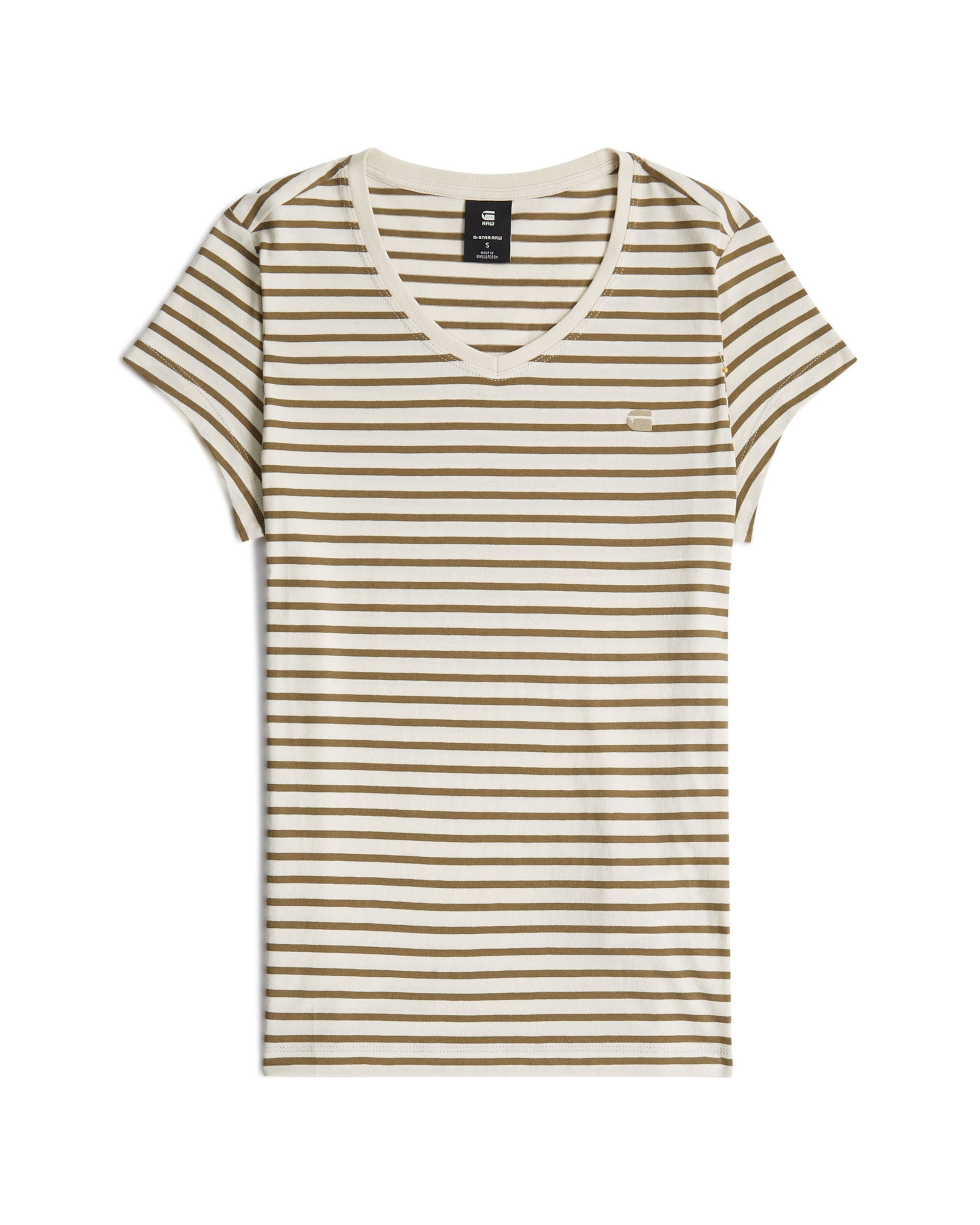 G-STAR Shirt 'Stripe Eyben Slim V T-Shirt 2.0' in Beige: voorkant