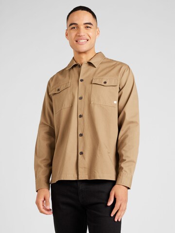 FARAH Regular fit Overhemd 'PETERS' in Beige: voorkant