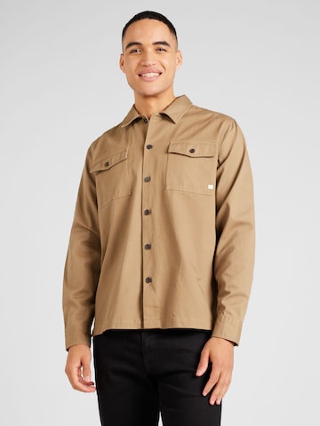 FARAH - Ajuste regular Camisa 'PETERS' en beige: frente