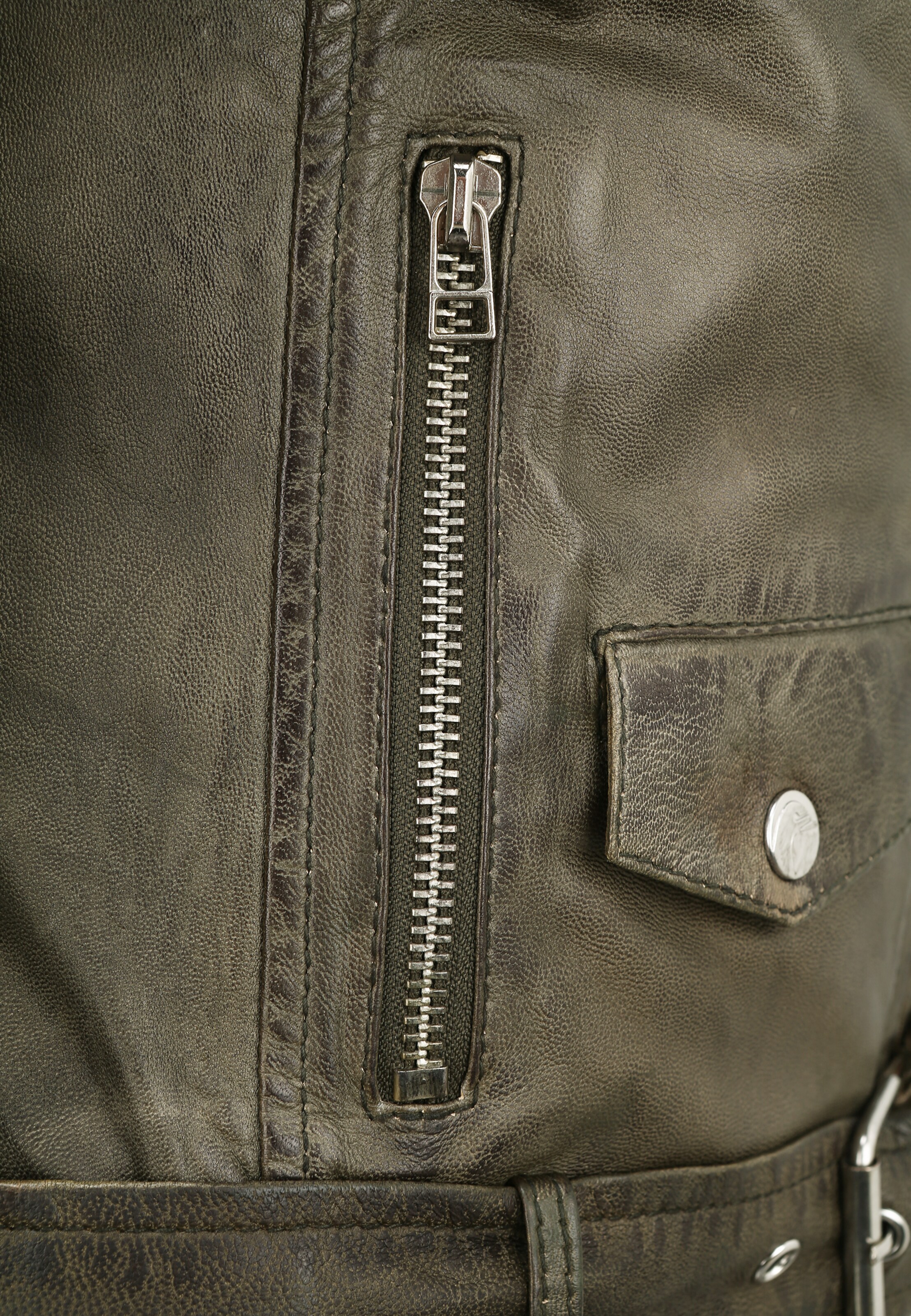 Frauen Große Größen Goosecraft Lederjacke GC Pearl biker in Grün - XM46474 Frauen Große Größen Goosecraft Lederjacke GC Pearl biker in Grün - XM46474