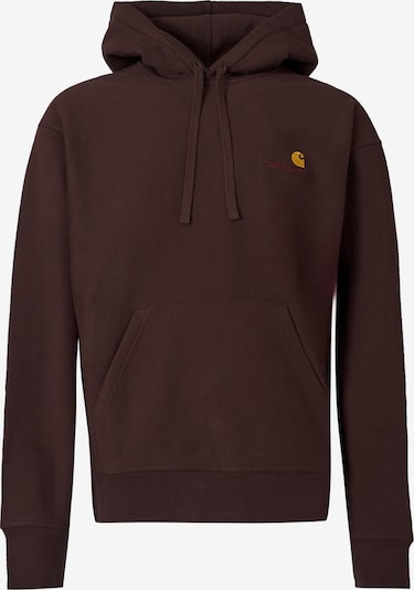 S dydžio Megztinis be užsegimo 'American Script' iš Carhartt WIP, spalva – šokolado spalva / geltona / tamsiai raudona, Prekių apžvalga