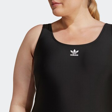 ADIDAS ORIGINALS Bralette Swimsuit 'Adicolor 3-Stripes (Plus Size)' in Black