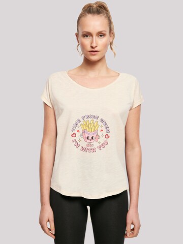 T-shirt 'Time Fries when I am with you Valentinstag' F4NT4STIC en beige : devant