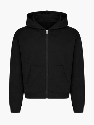 cfab (formerly creamy fabrics) Sweatshirt 'Relaxed Zip' in Zwart: voorkant