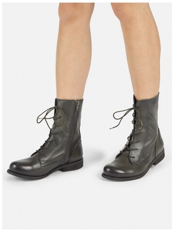 Felmini Wide Fit Lace-Up Ankle Boots in Green