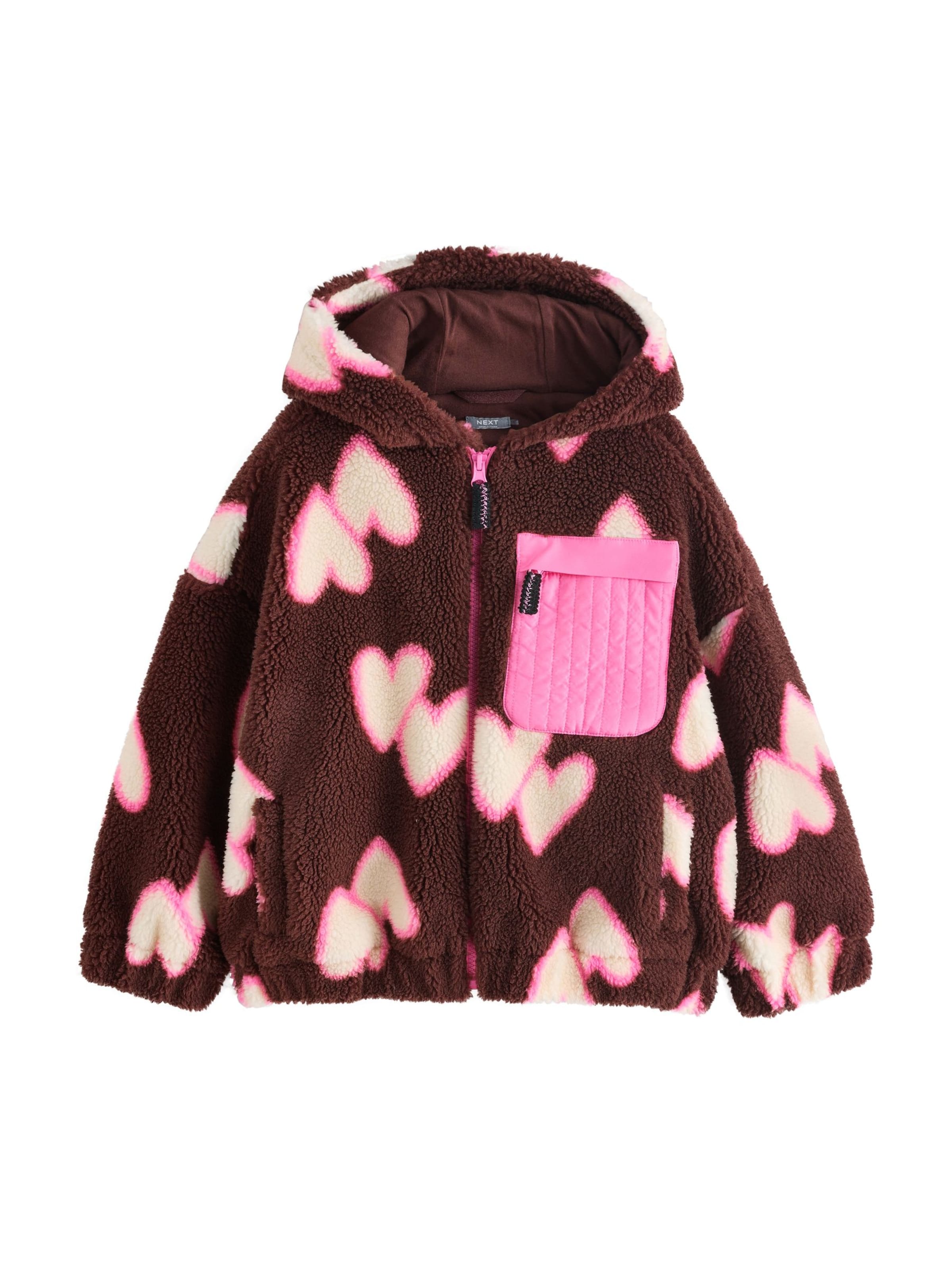 Next Fleece jas in Bruin: voorkant