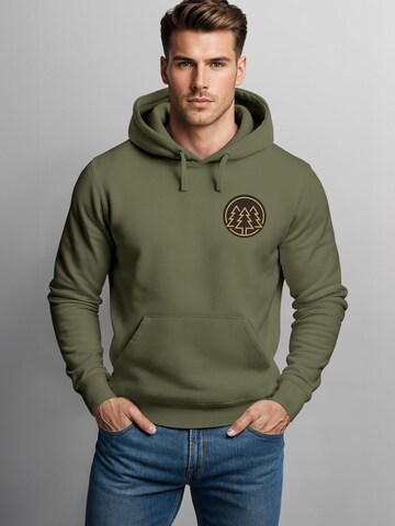 Neverless Sweatshirt 'Bäume Badge' in Grün
