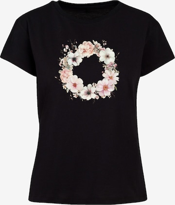 F4NT4STIC Shirt 'Rosa Blumenkranz' in Zwart: voorkant