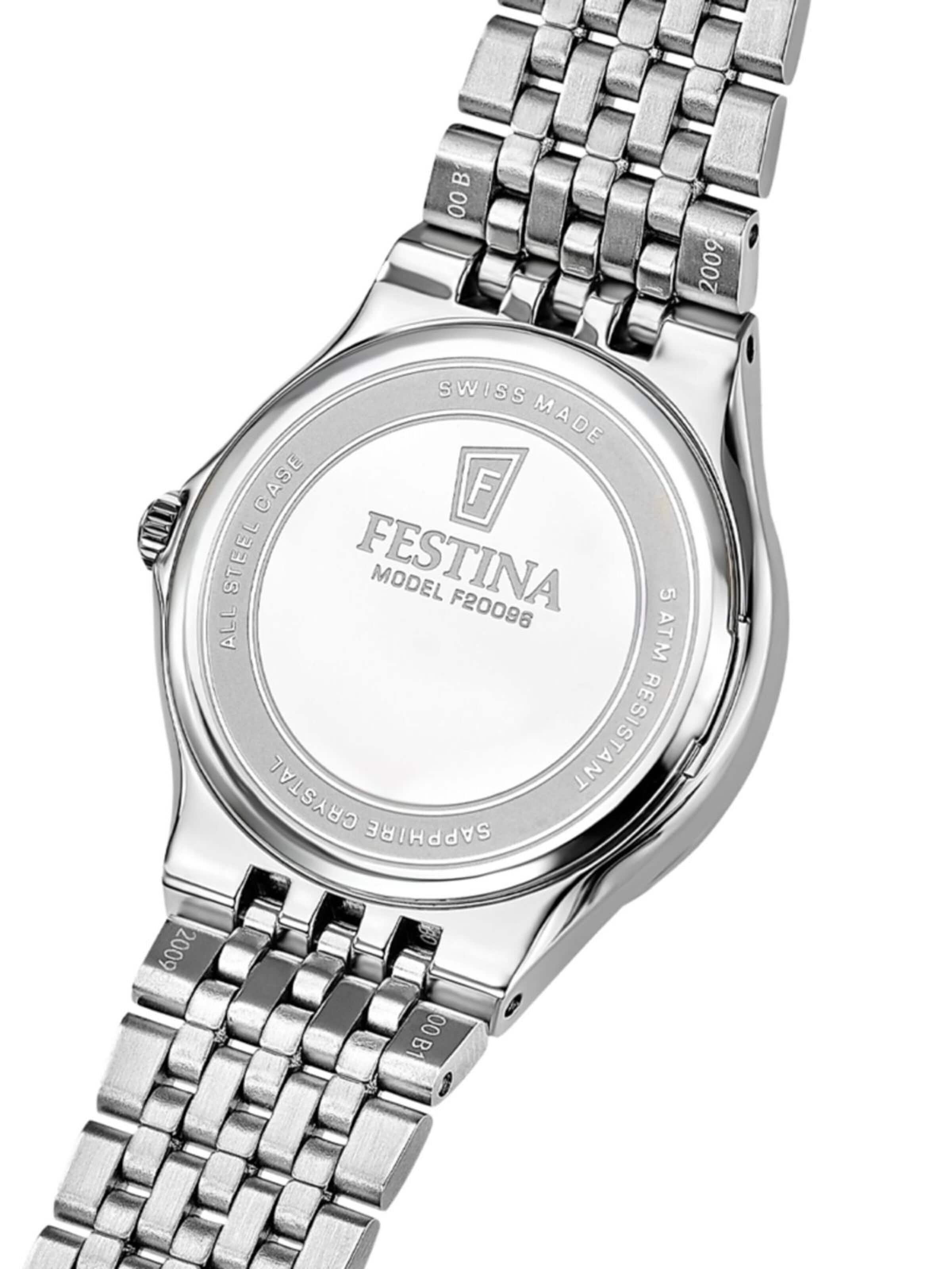 FESTINA Analogové hodinky 'Watch Grace Swiss Made' – stříbrná