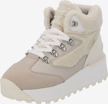Tommy Jeans Lace-Up Ankle Boots in Beige: front