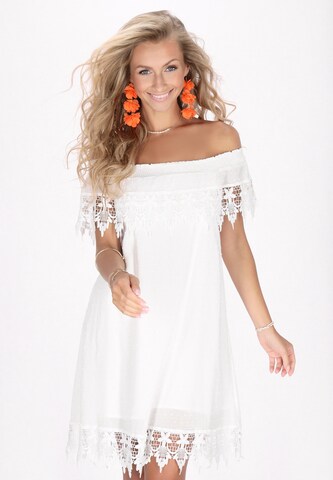 IZIA Dress 'Boho' in White: front