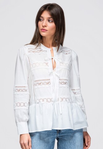 Ombre Bluse in Weiß