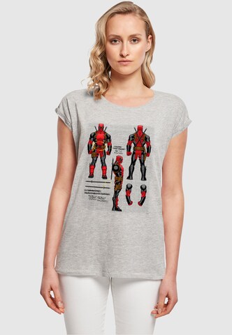 ABSOLUTE CULT Shirt 'Deadpool - Action Figure Plans' in Grey: front