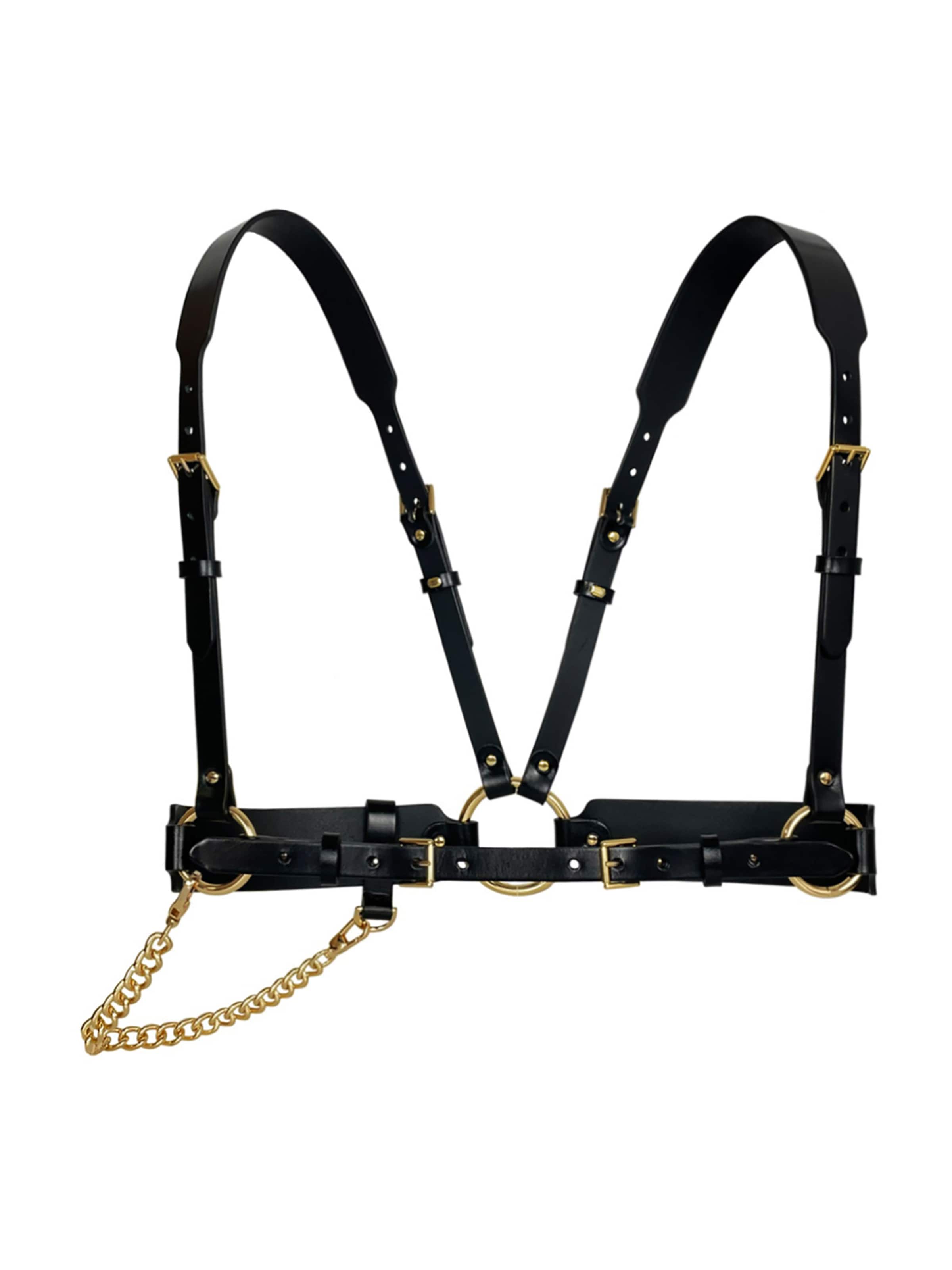 Haute Cuir Gürtel 'Tara Chain Harness'‌‌‌‌‌‌ in Schwarz: Vorderseite