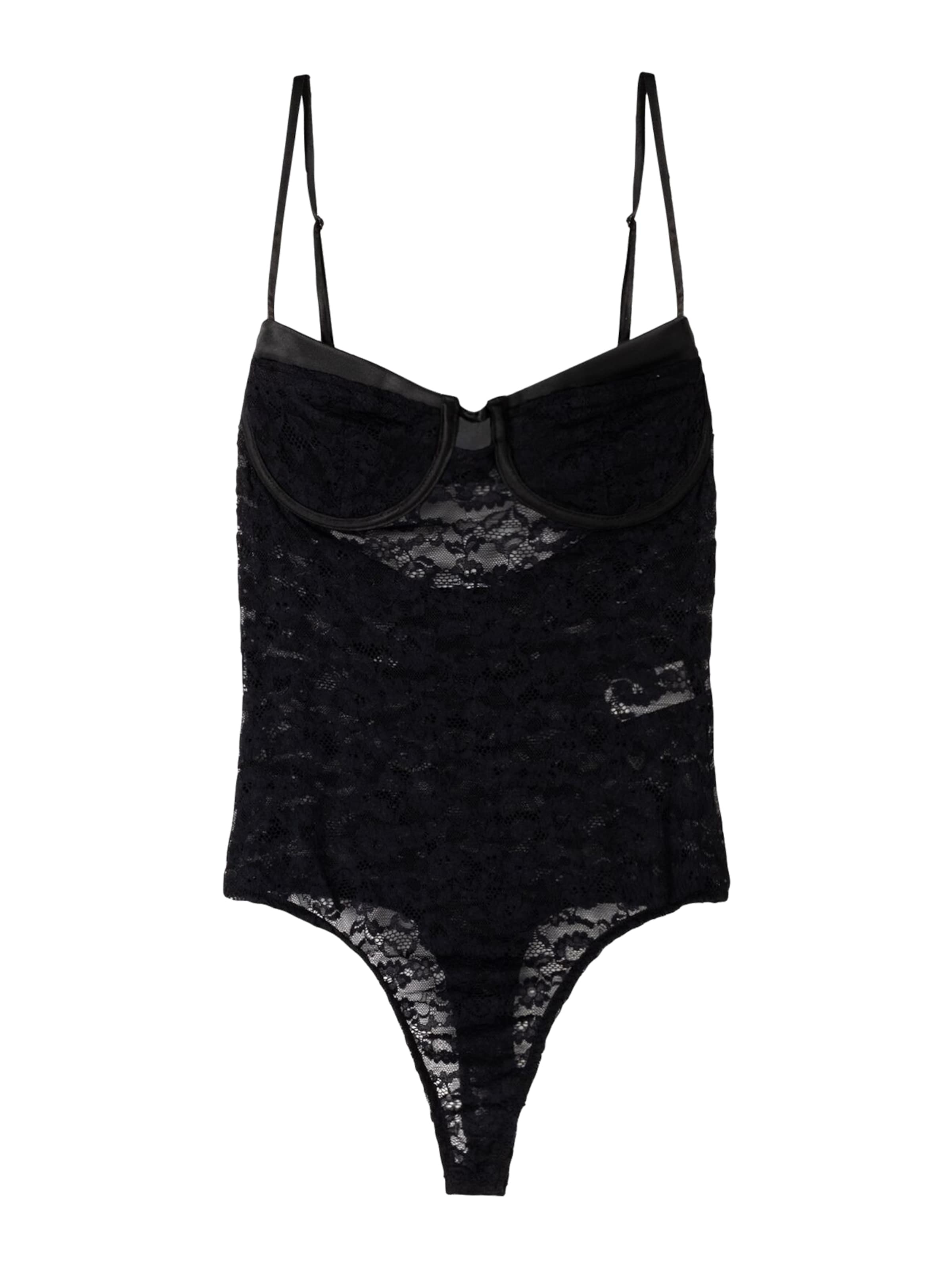 Bershka Блуза боди в черно: отпред