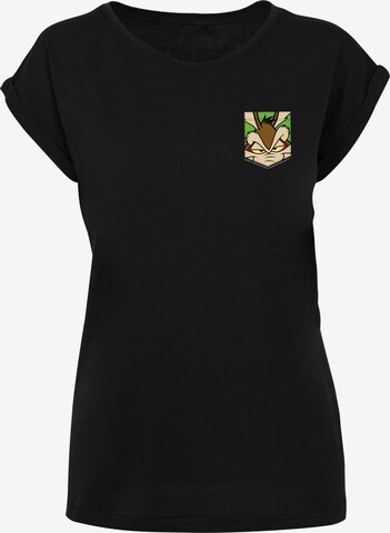 F4NT4STIC Shirt 'Looney Tunes Wile E Coyote Face' in Zwart: voorkant